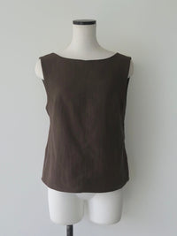 back ribbon linen blouse