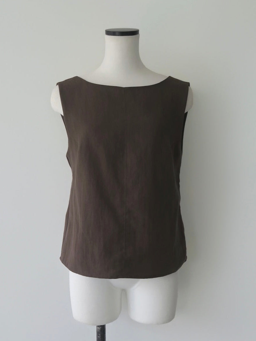 back ribbon linen blouse