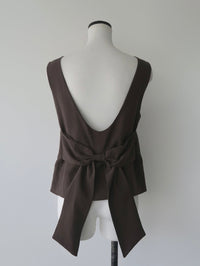 back ribbon linen blouse
