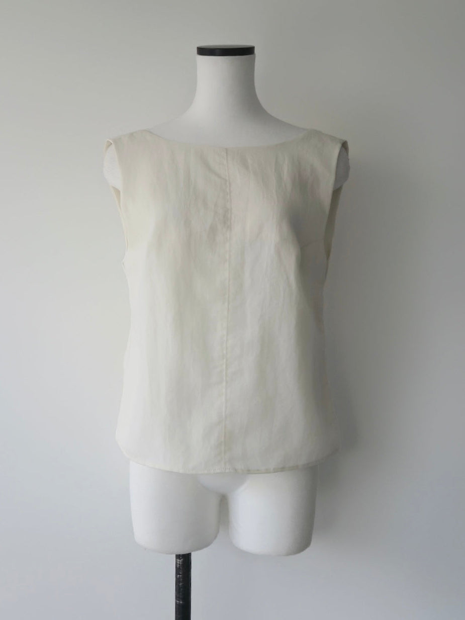 back ribbon linen blouse