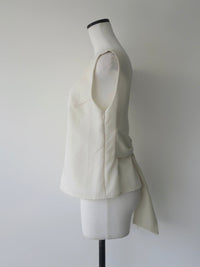 back ribbon linen blouse