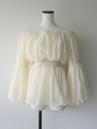 shirring off-shoulder blouse