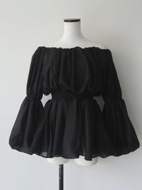 shirring off-shoulder blouse
