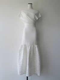 off-shoulder jacquard maxi dress