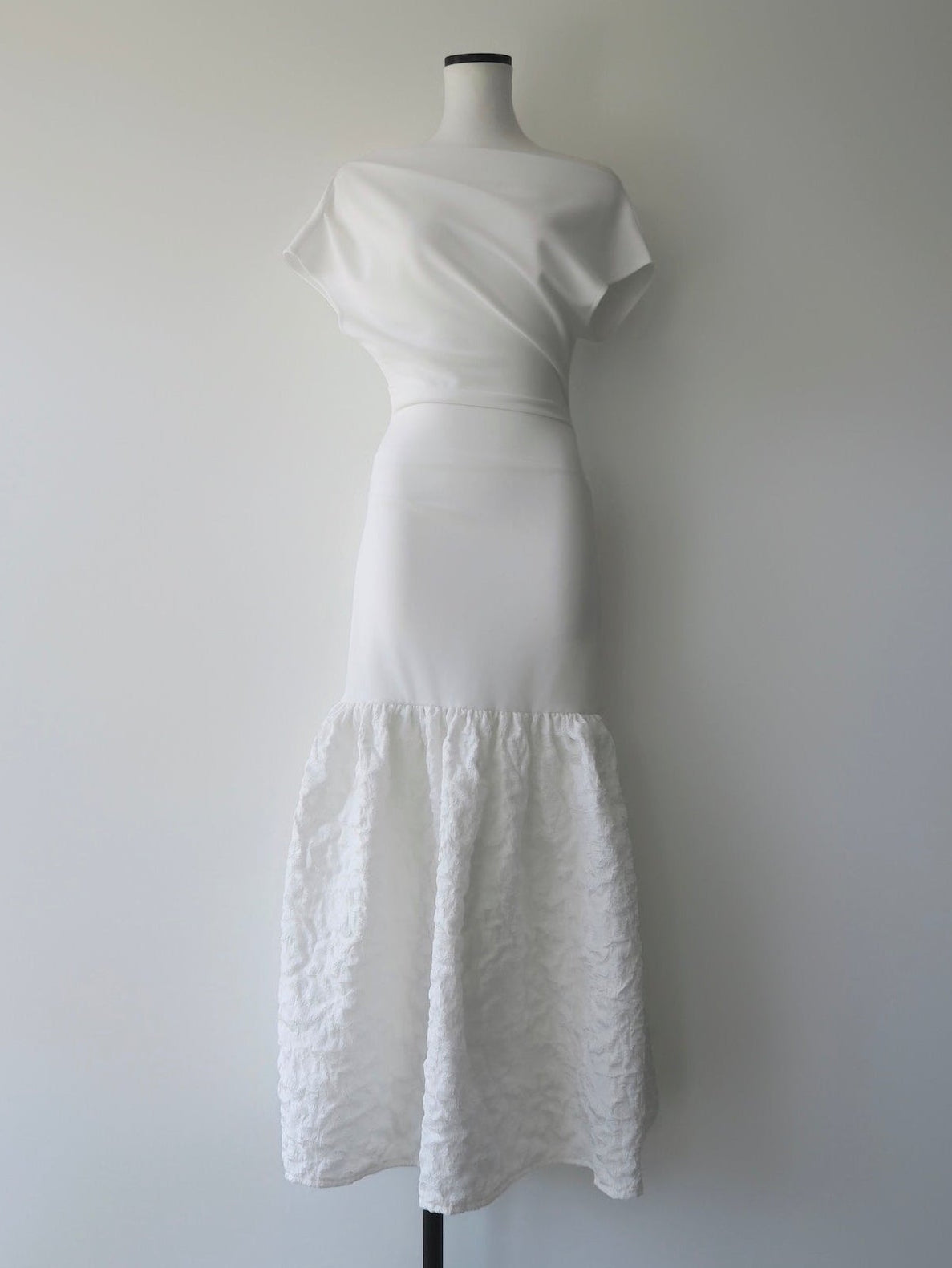 off-shoulder jacquard maxi dress