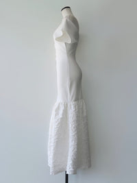 off-shoulder jacquard maxi dress