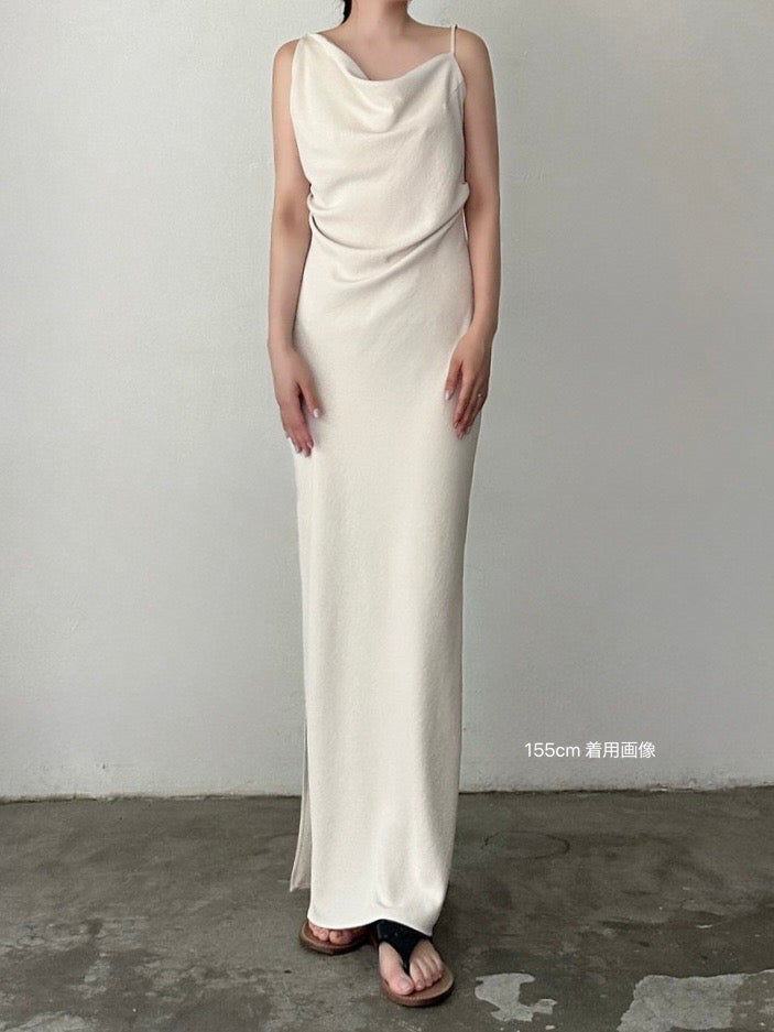 asymmetry drape cami dress – célon