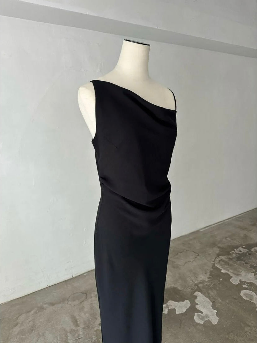 asymmetry drape cami dress – célon