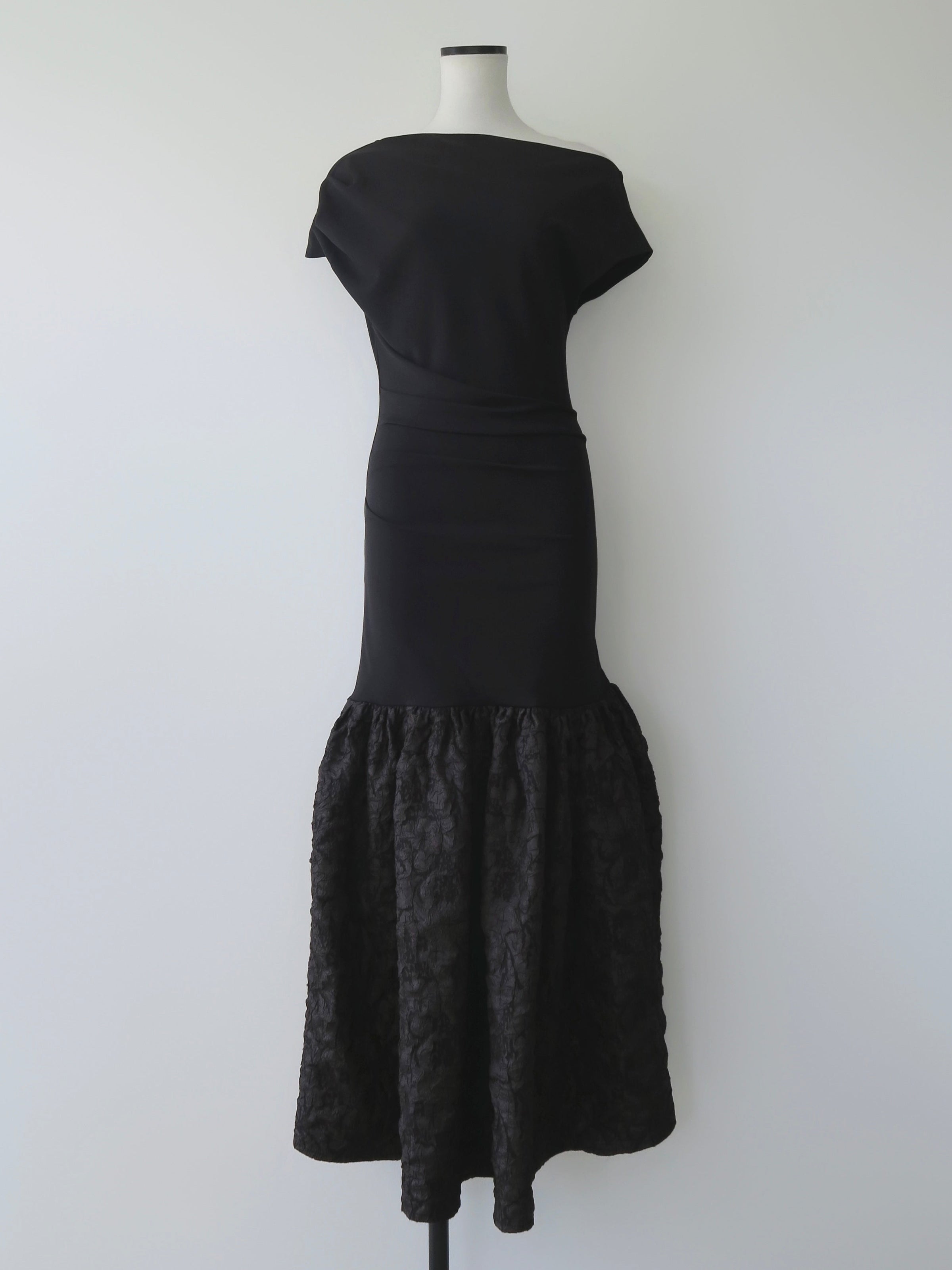 off-shoulder jacquard maxi dress