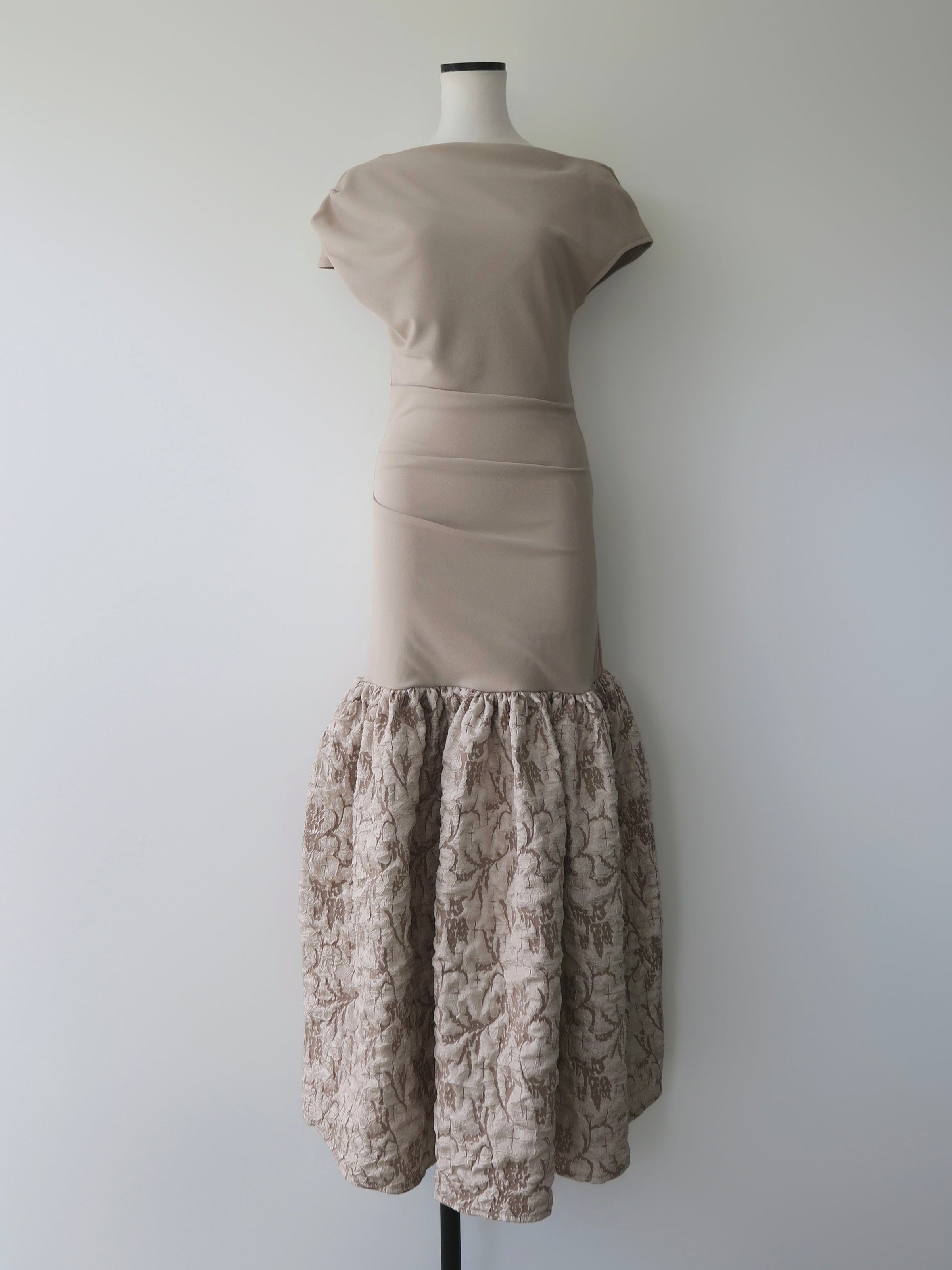 off-shoulder jacquard maxi dress