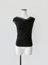 sheer draped sleeveless top