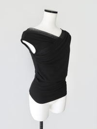 sheer draped sleeveless top