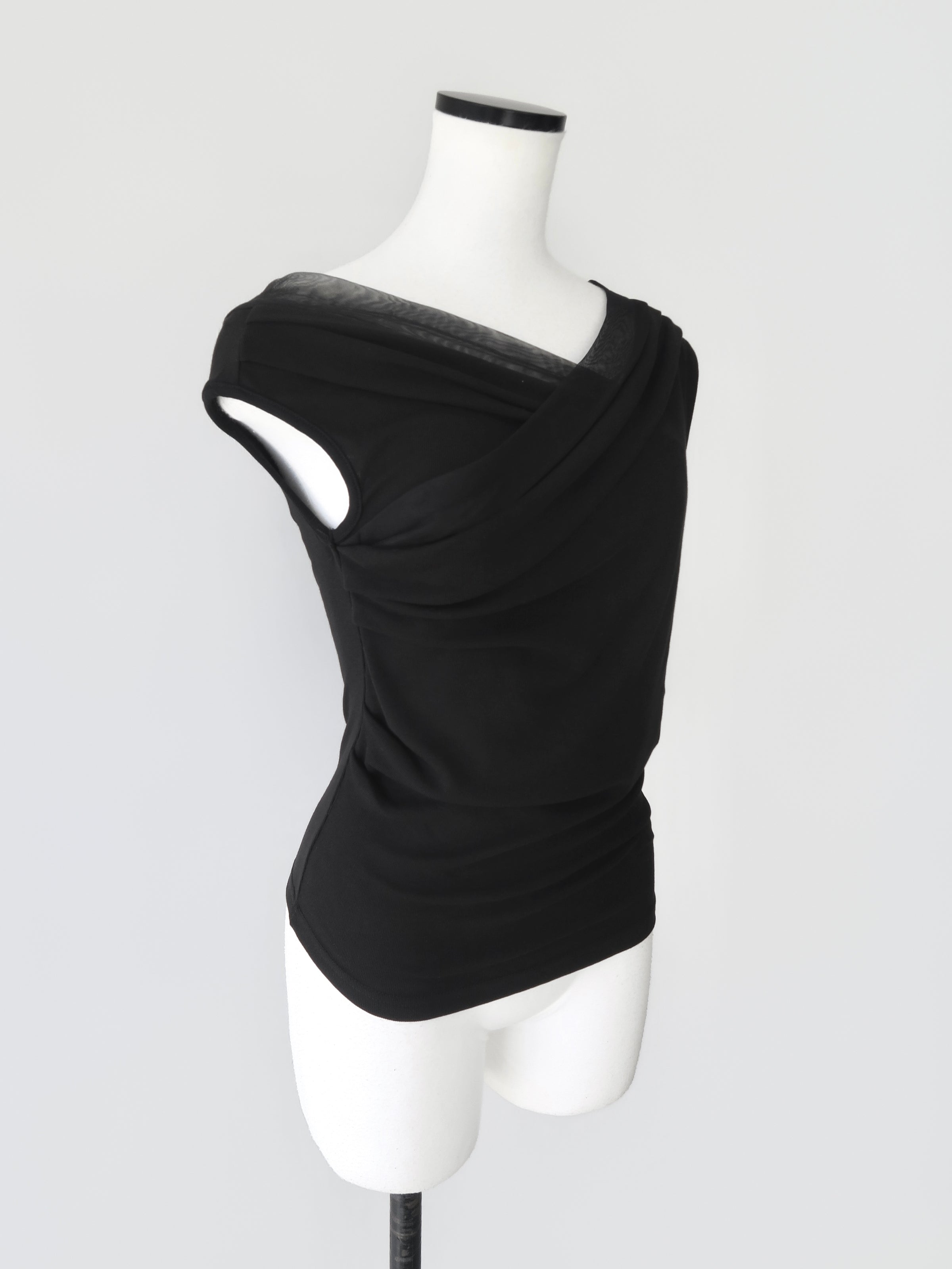 sheer draped sleeveless top