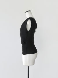 sheer draped sleeveless top