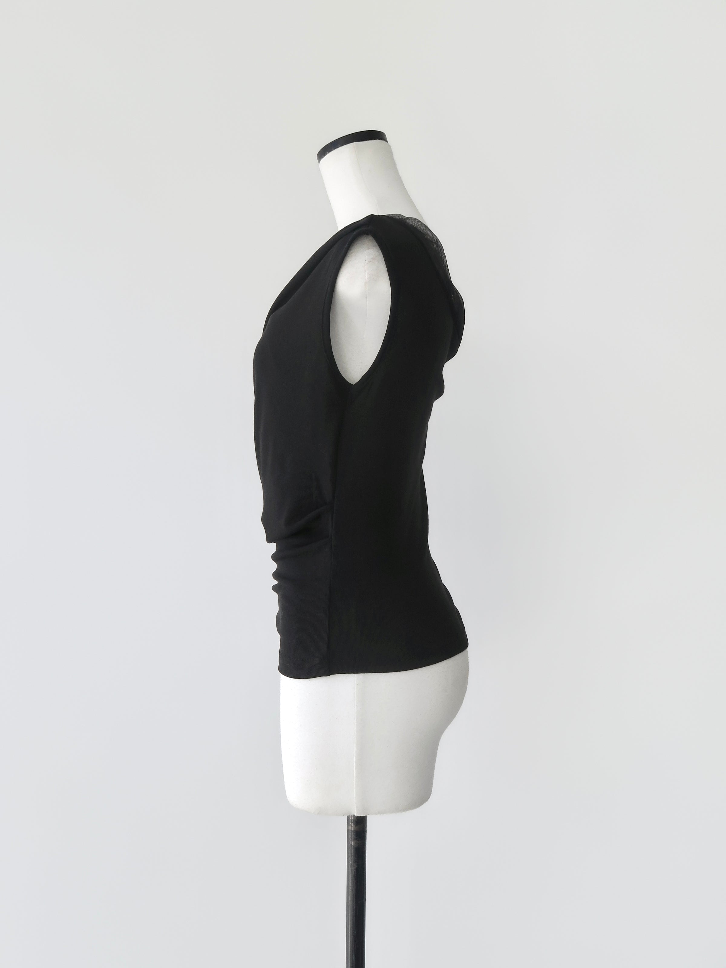 sheer draped sleeveless top