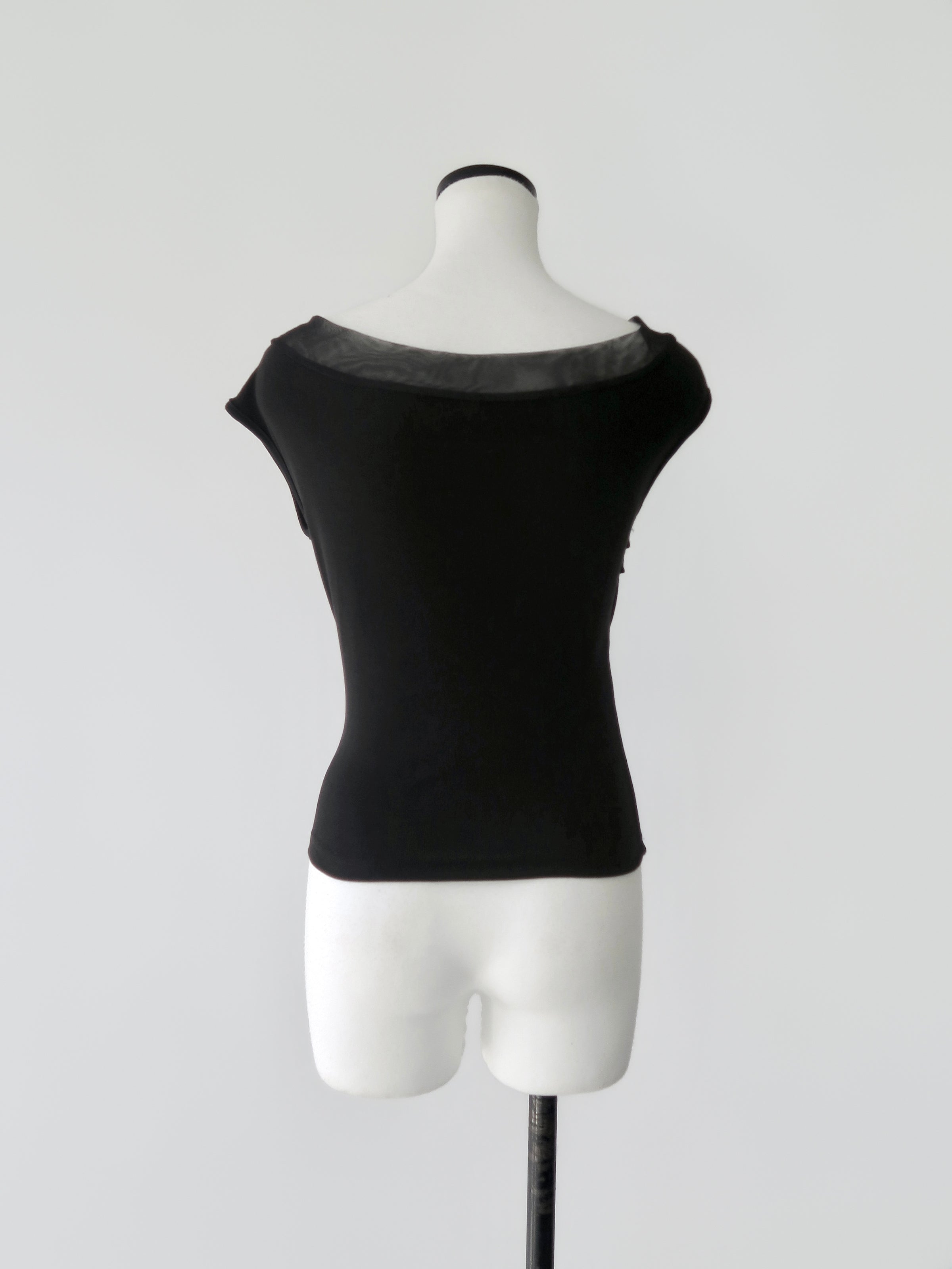 sheer draped sleeveless top