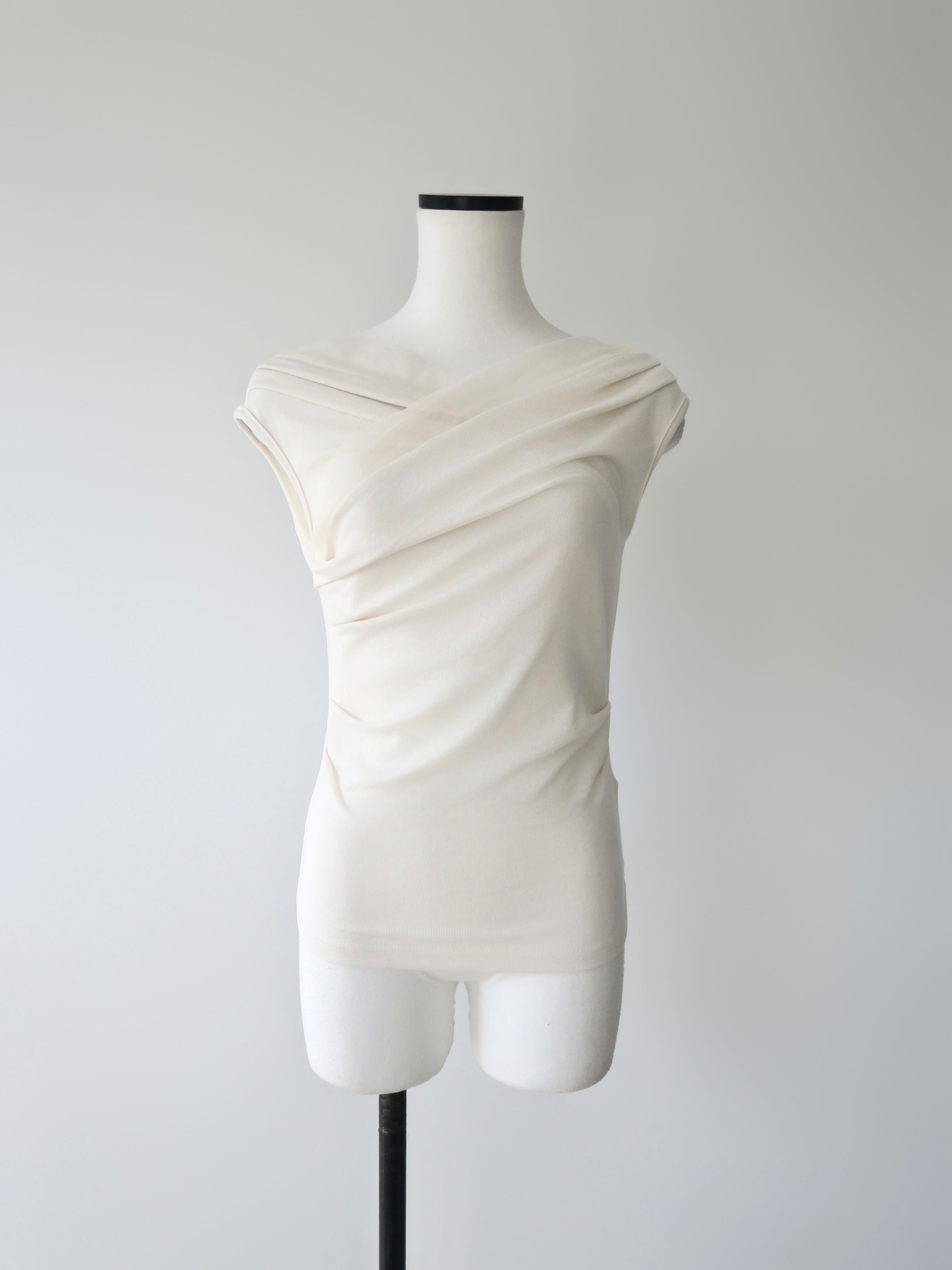 sheer draped sleeveless top