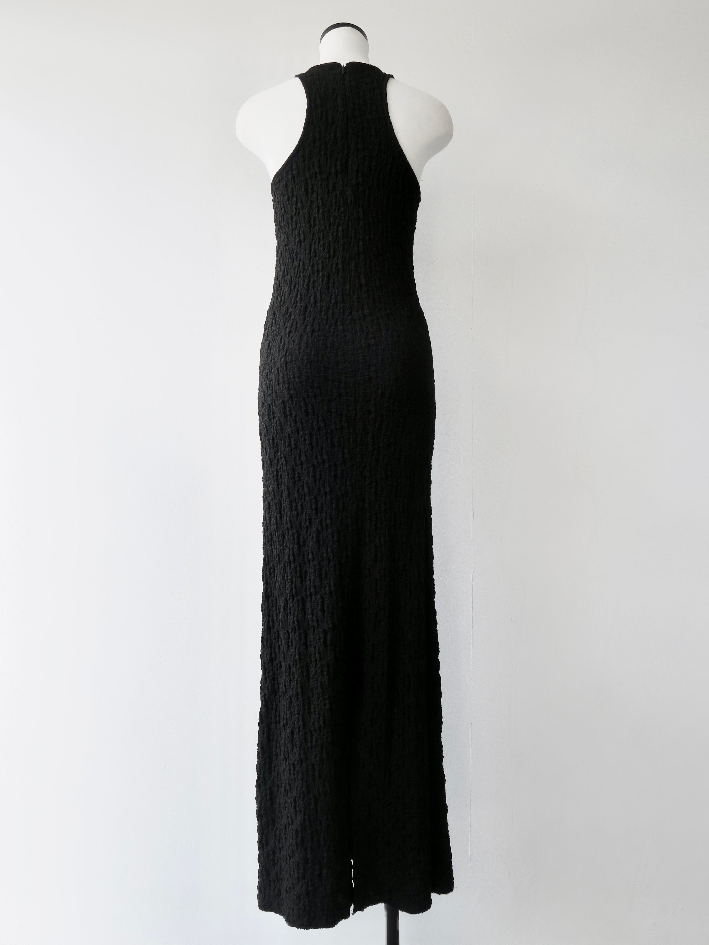 halter neck textured maxi dress