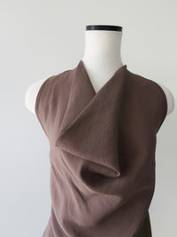draped neck waist ribbon blouse