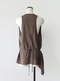draped neck waist ribbon blouse