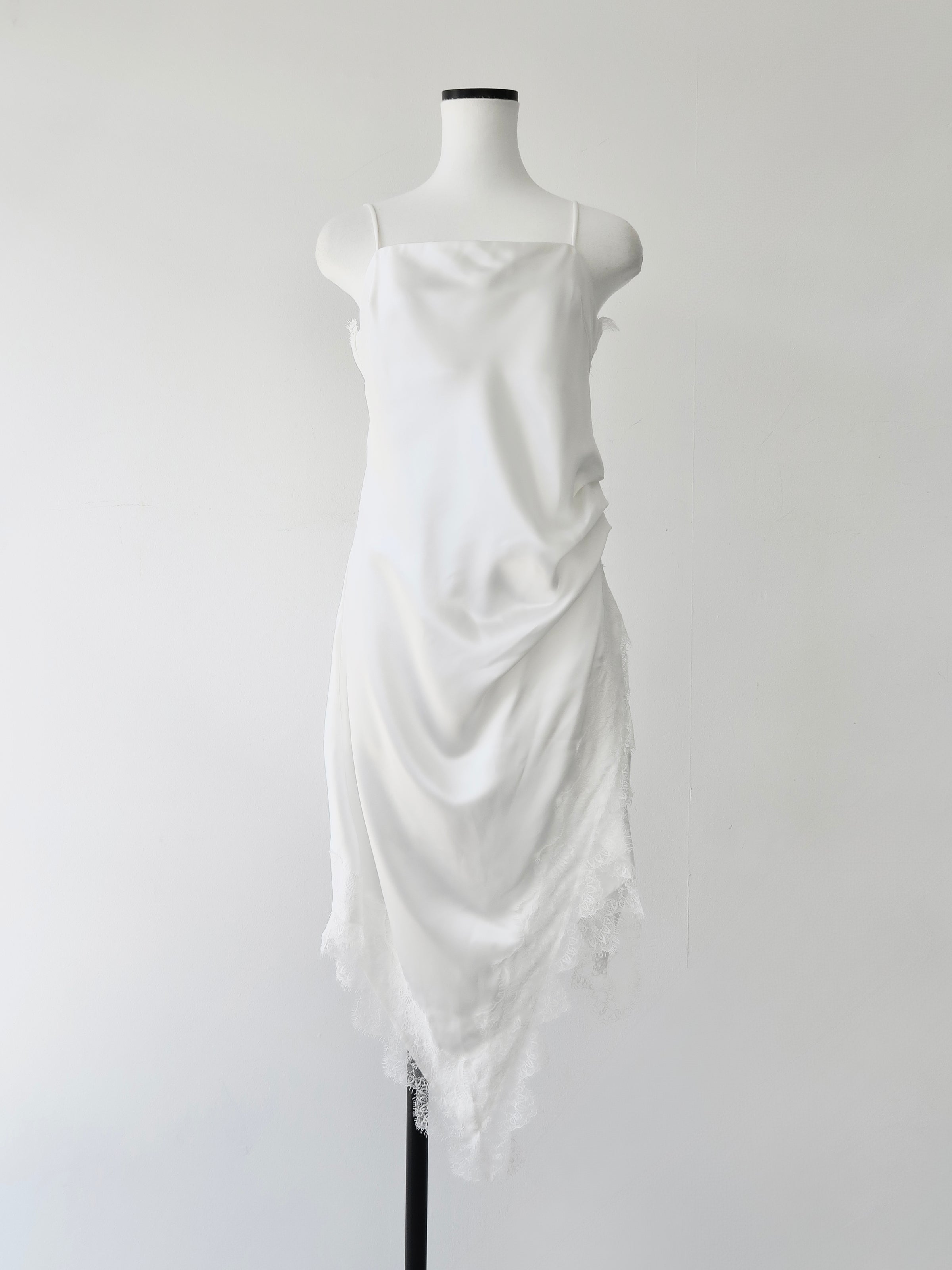 satin lace hem cami dress