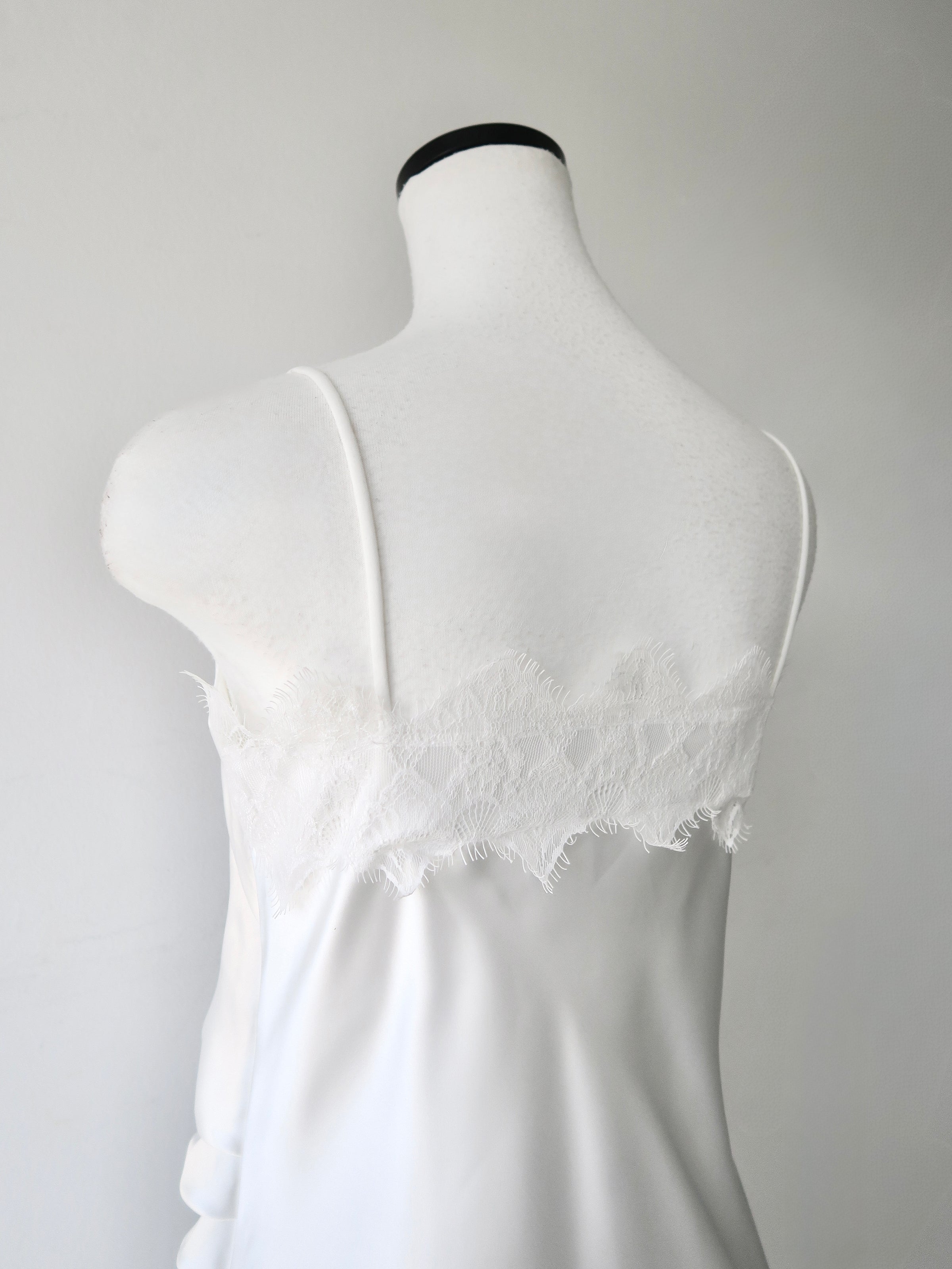 satin lace hem cami dress