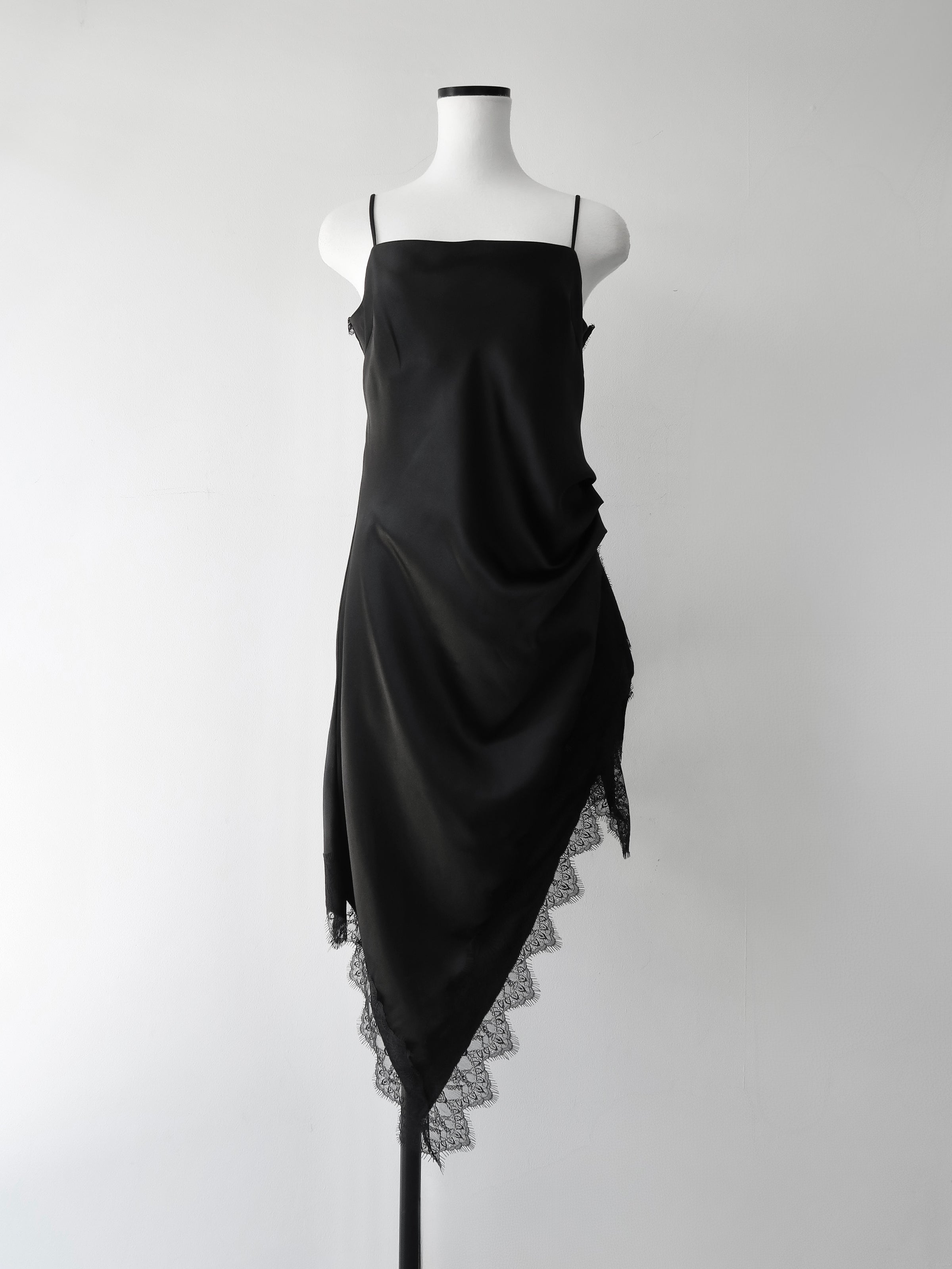 satin lace hem cami dress