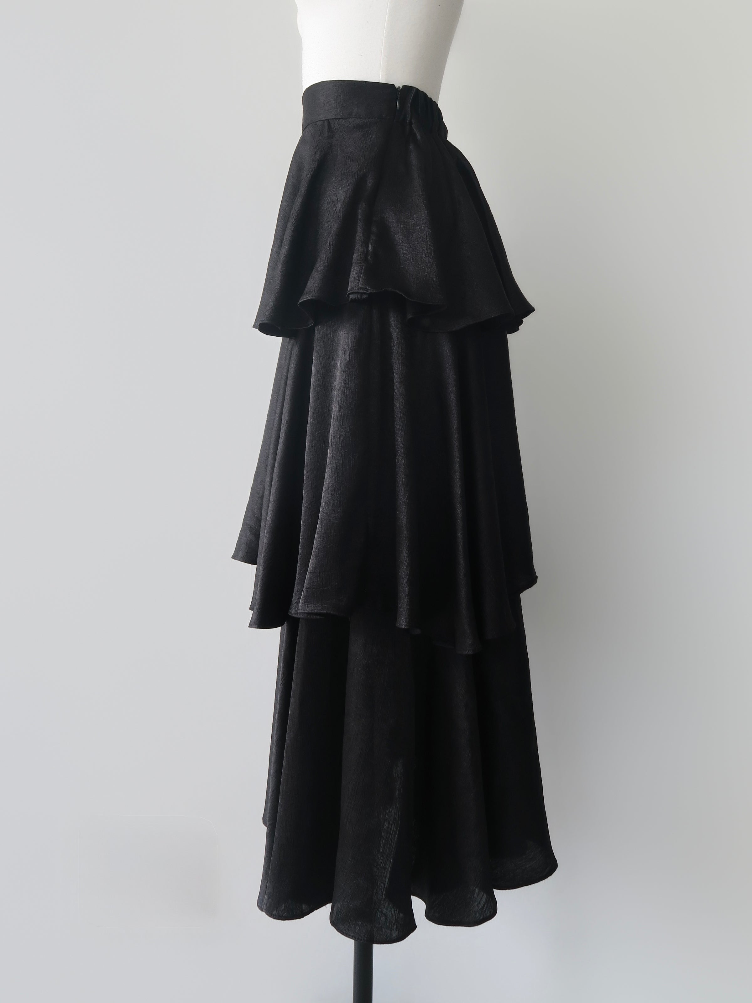 satin tiered long skirt