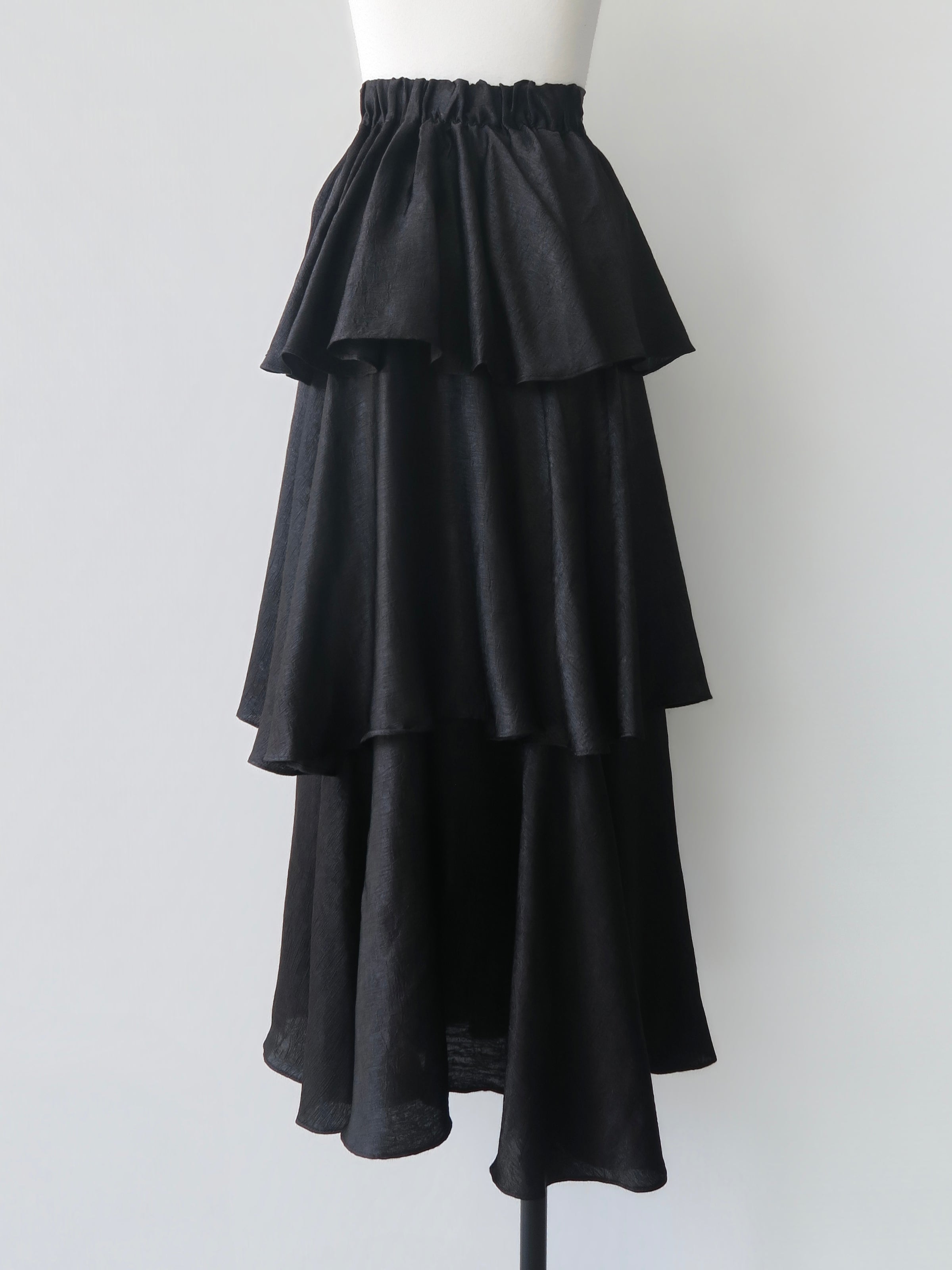 satin tiered long skirt