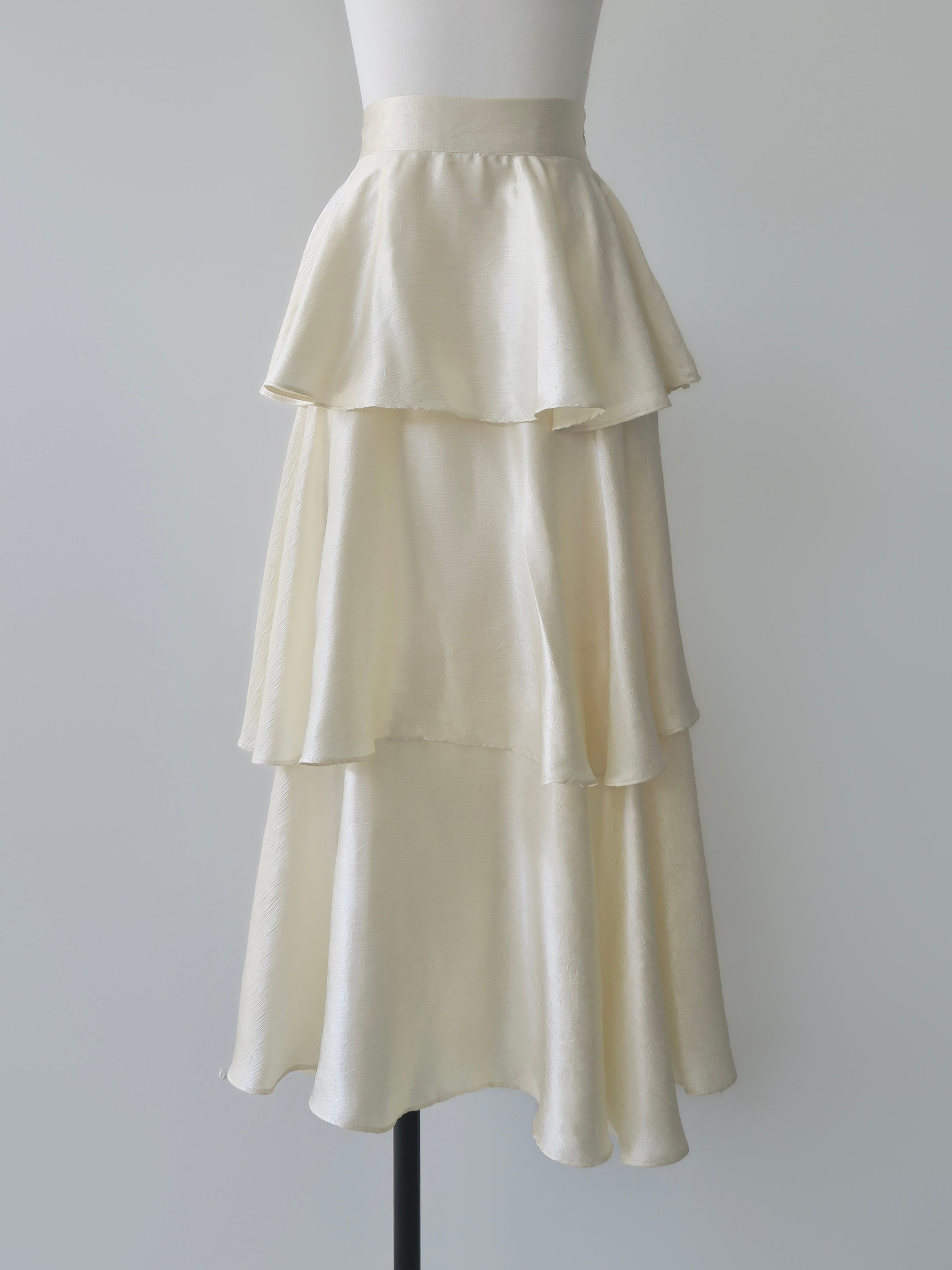 satin tiered long skirt