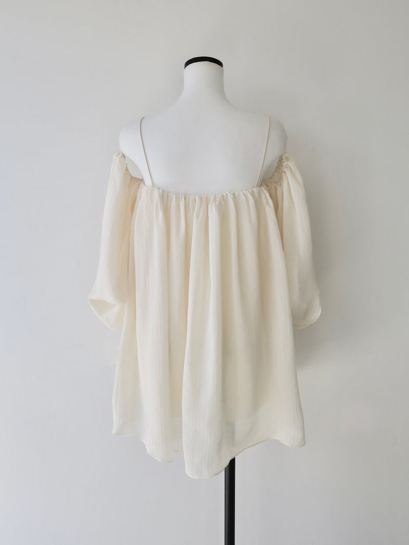 off shoulder chiffon blouse