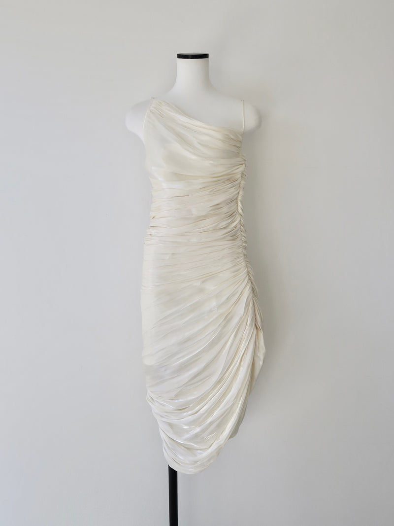 luminous gathered dress