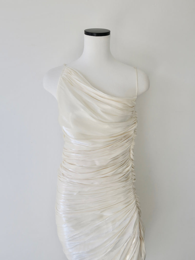 luminous gathered dress