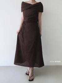 tencel drape off-shoulder dress