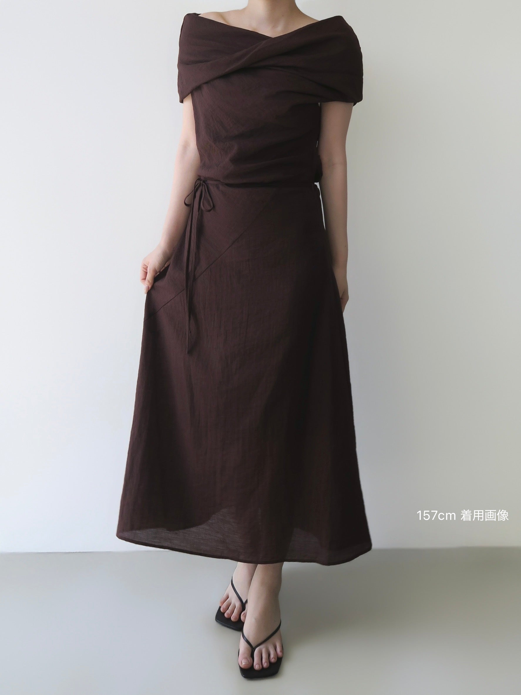 tencel drape off-shoulder dress
