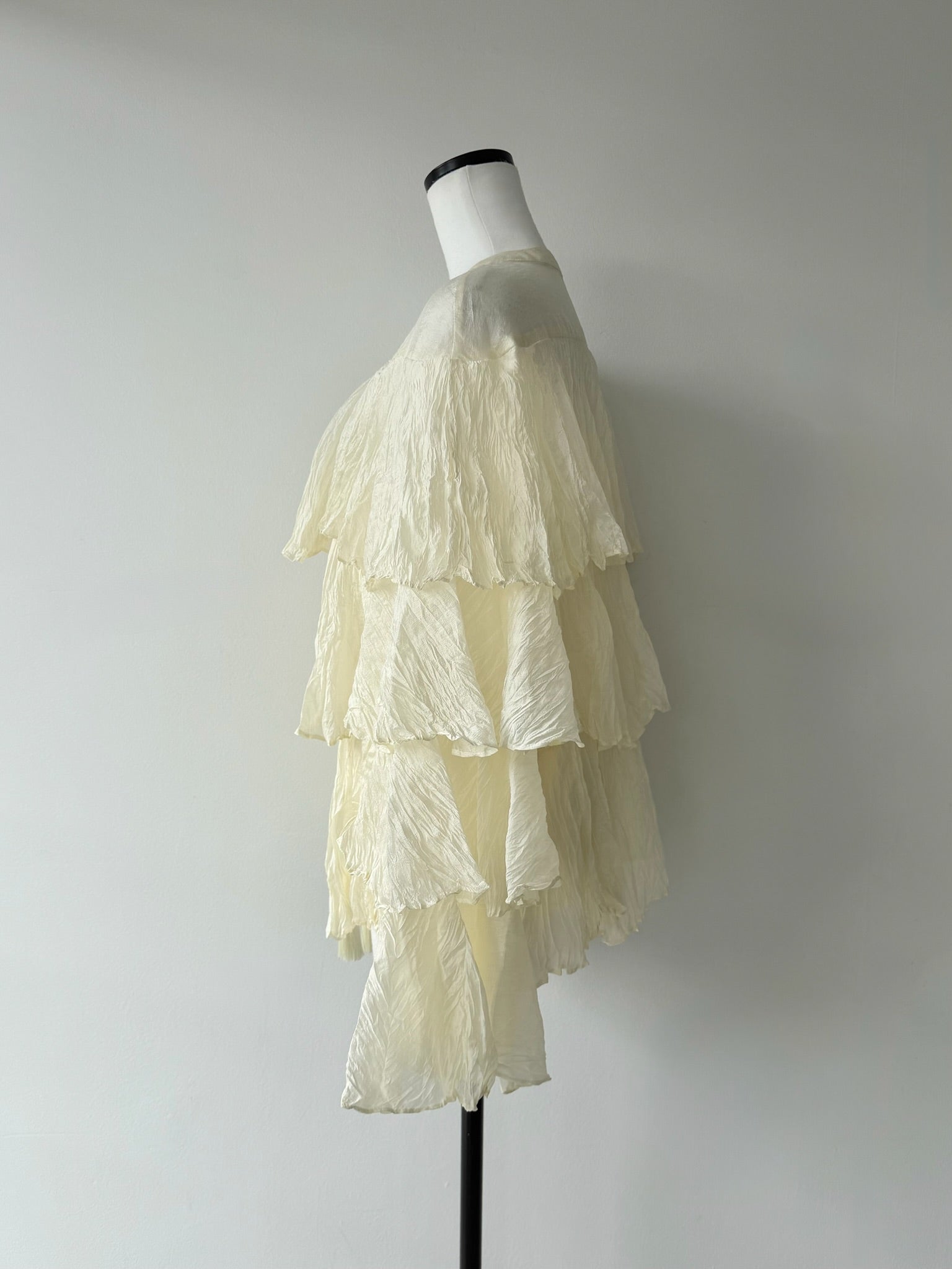 layered ruffle tie blouse