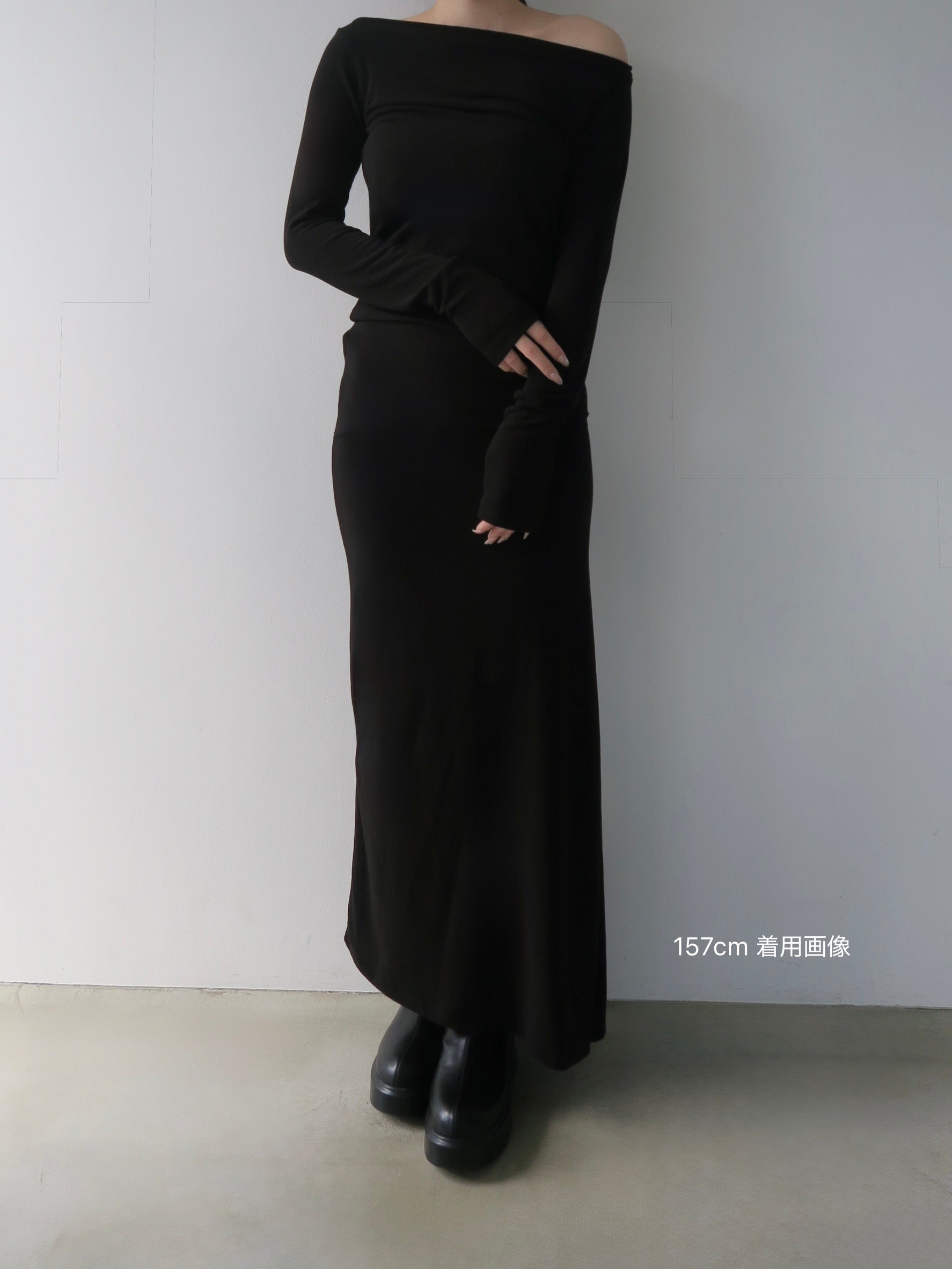 silky fitted off shoulder long dress