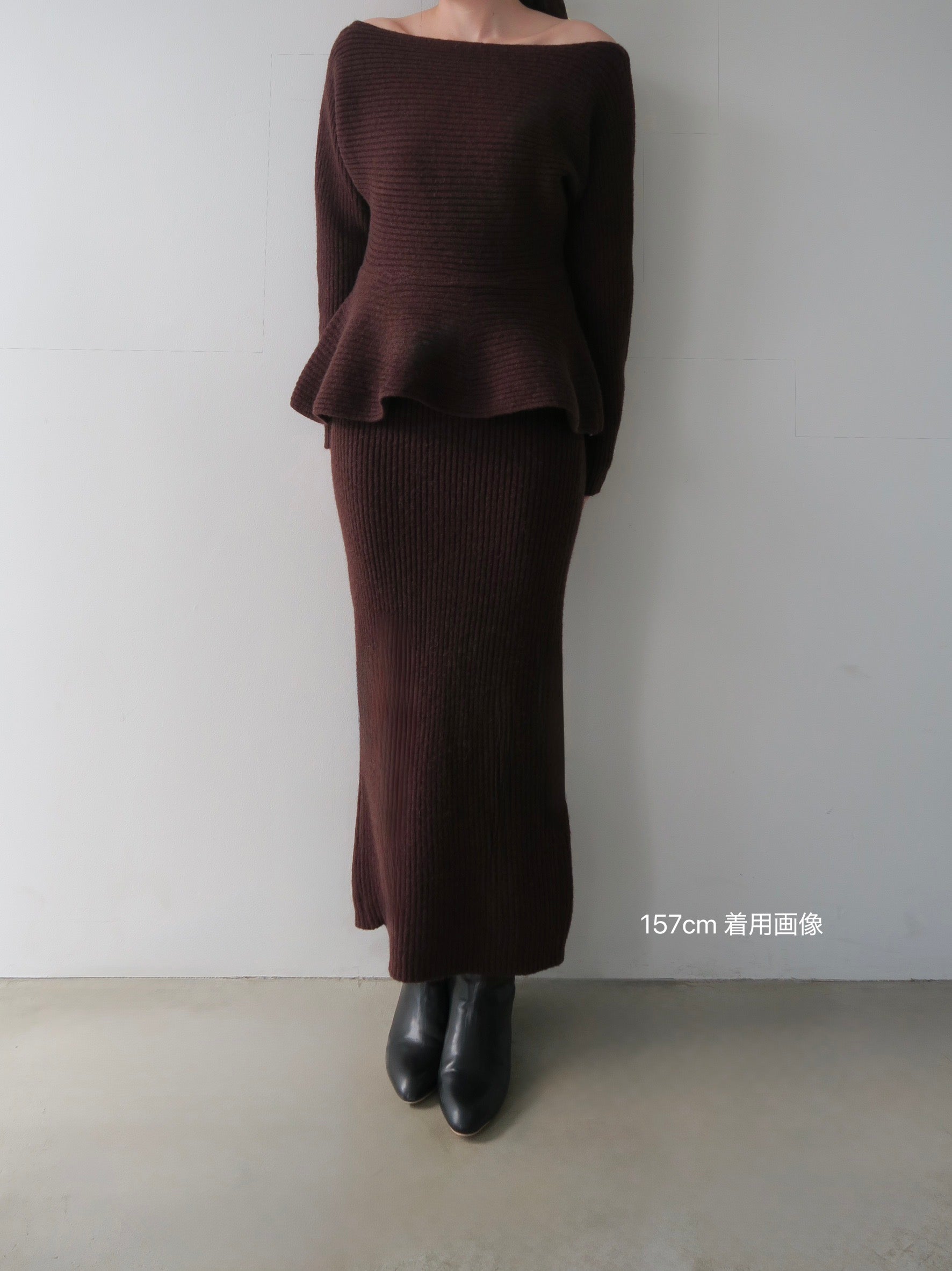 textured peplum knit set