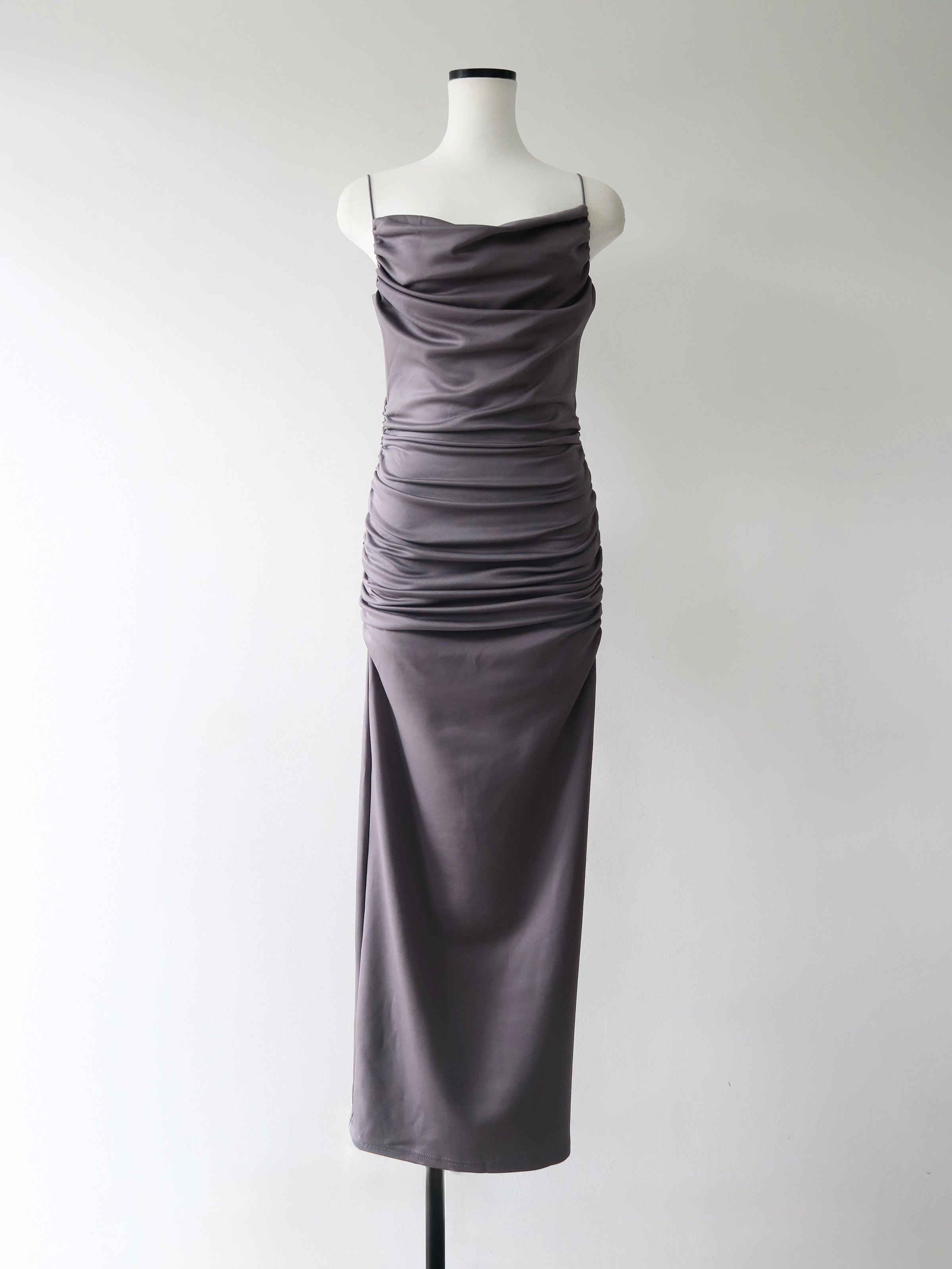 sleek draped maxi dress