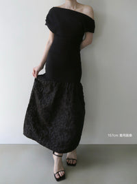 off-shoulder jacquard maxi dress