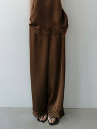 lace layered satin pant