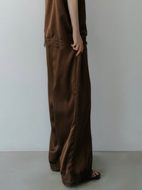 lace layered satin pant