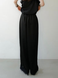 lace layered satin pant