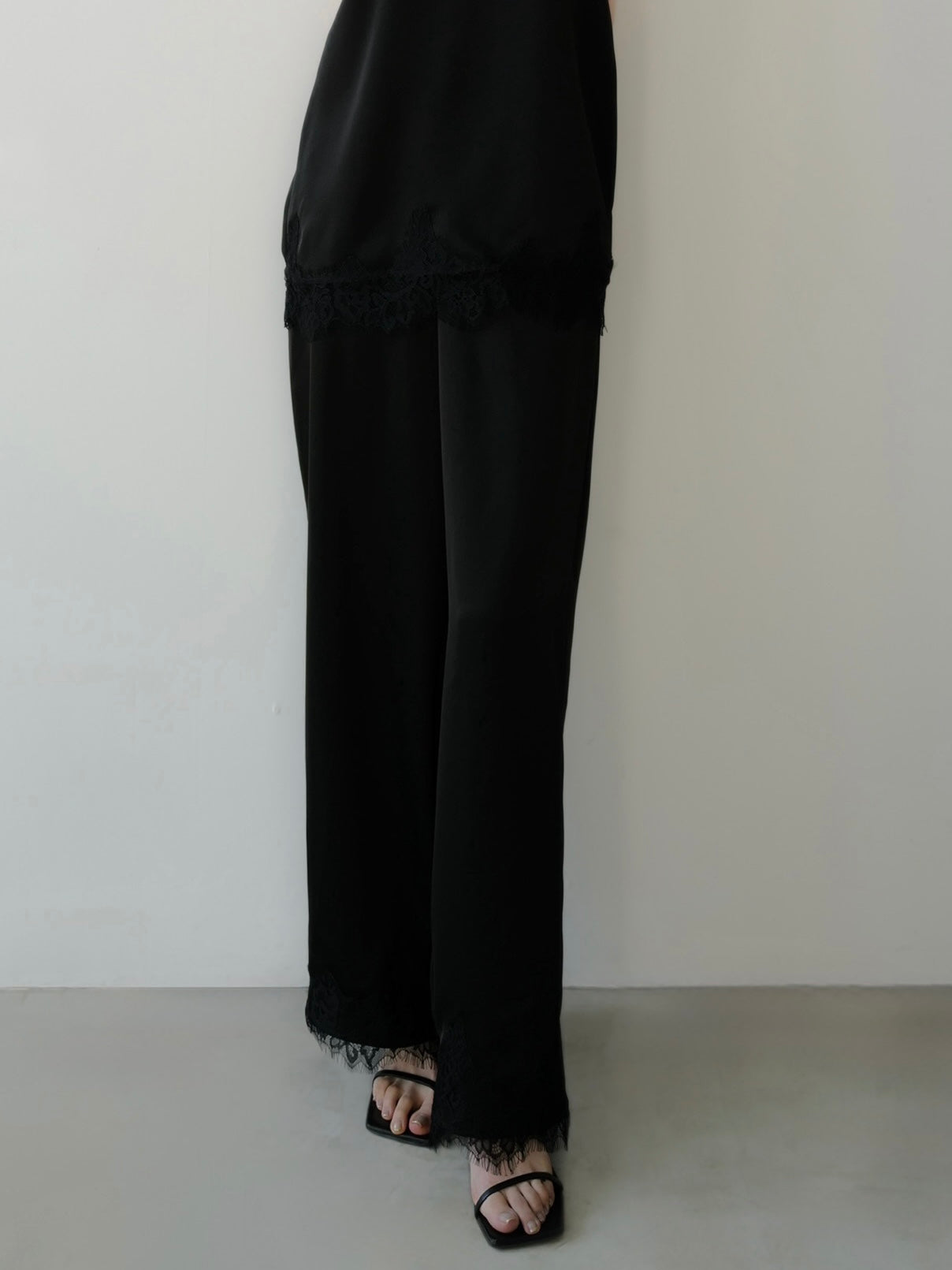 lace layered satin pant