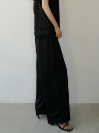 lace layered satin pant