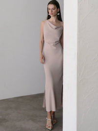 asymmetry drape cami dress
