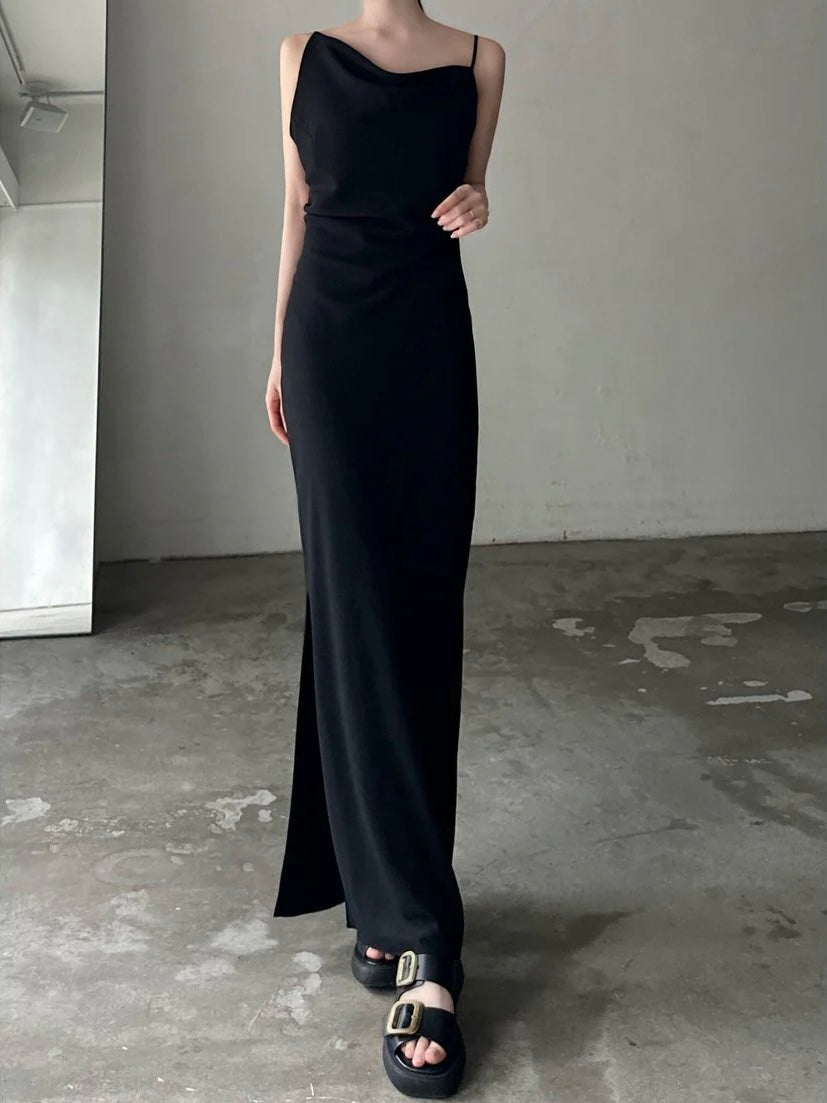 asymmetry drape cami dress – célon
