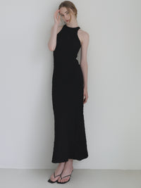 halter neck textured maxi dress