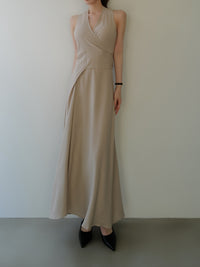 linen wrap sleeveless dress