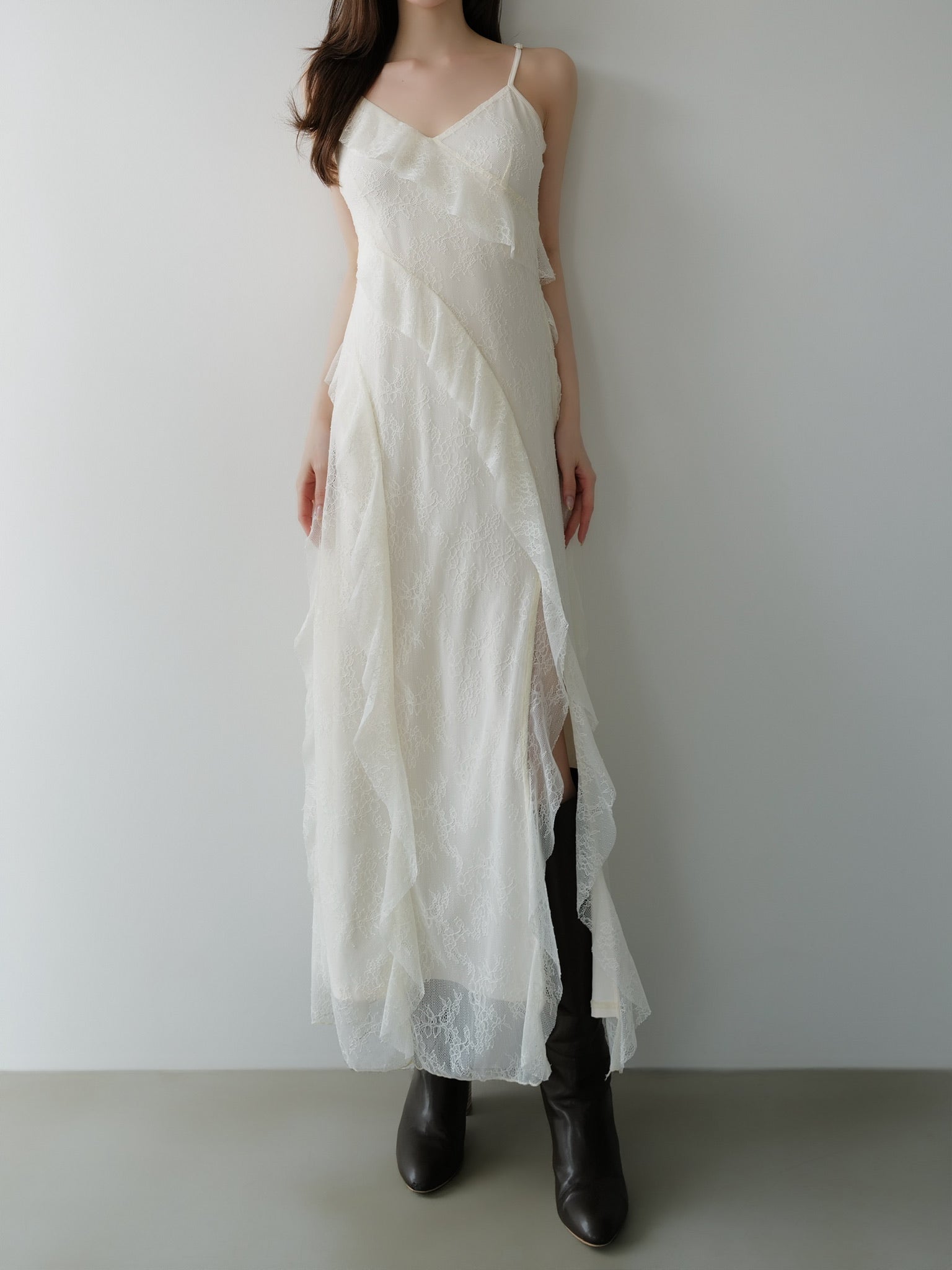 ruffle lace cami dress